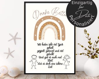 Farewell gift educator personalized | poster or card nursery nurse | gift pre school thank you rainbow