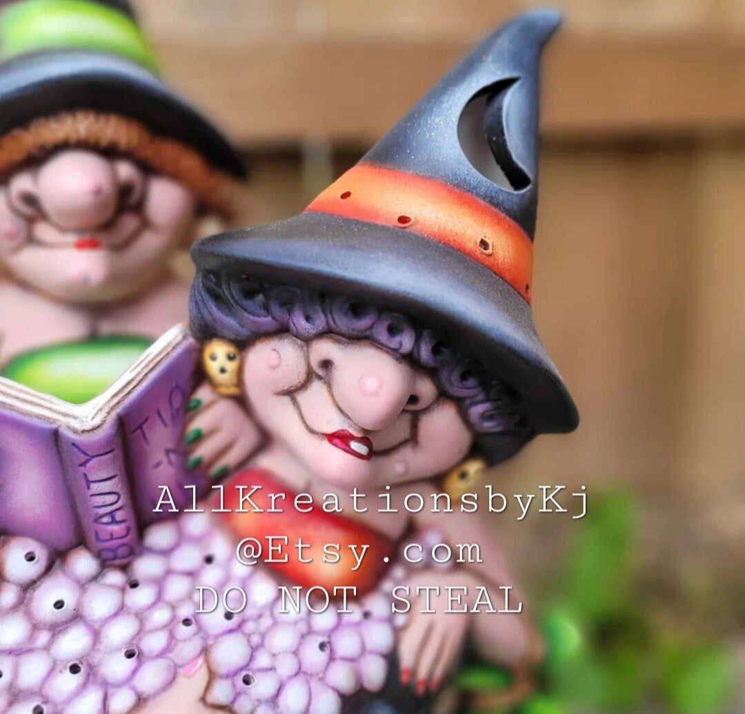 Ceramic Witches in Cauldron, Clay Magic, Bathing Beauties, Witch