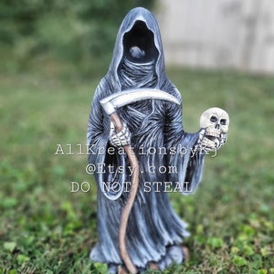 Ceramic Grim Reaper Statue, Halloween Decoration, Grim Reaper Figurine, Hand painted Grim Reaper, Ghost Decoration, Angel of Death, Scary