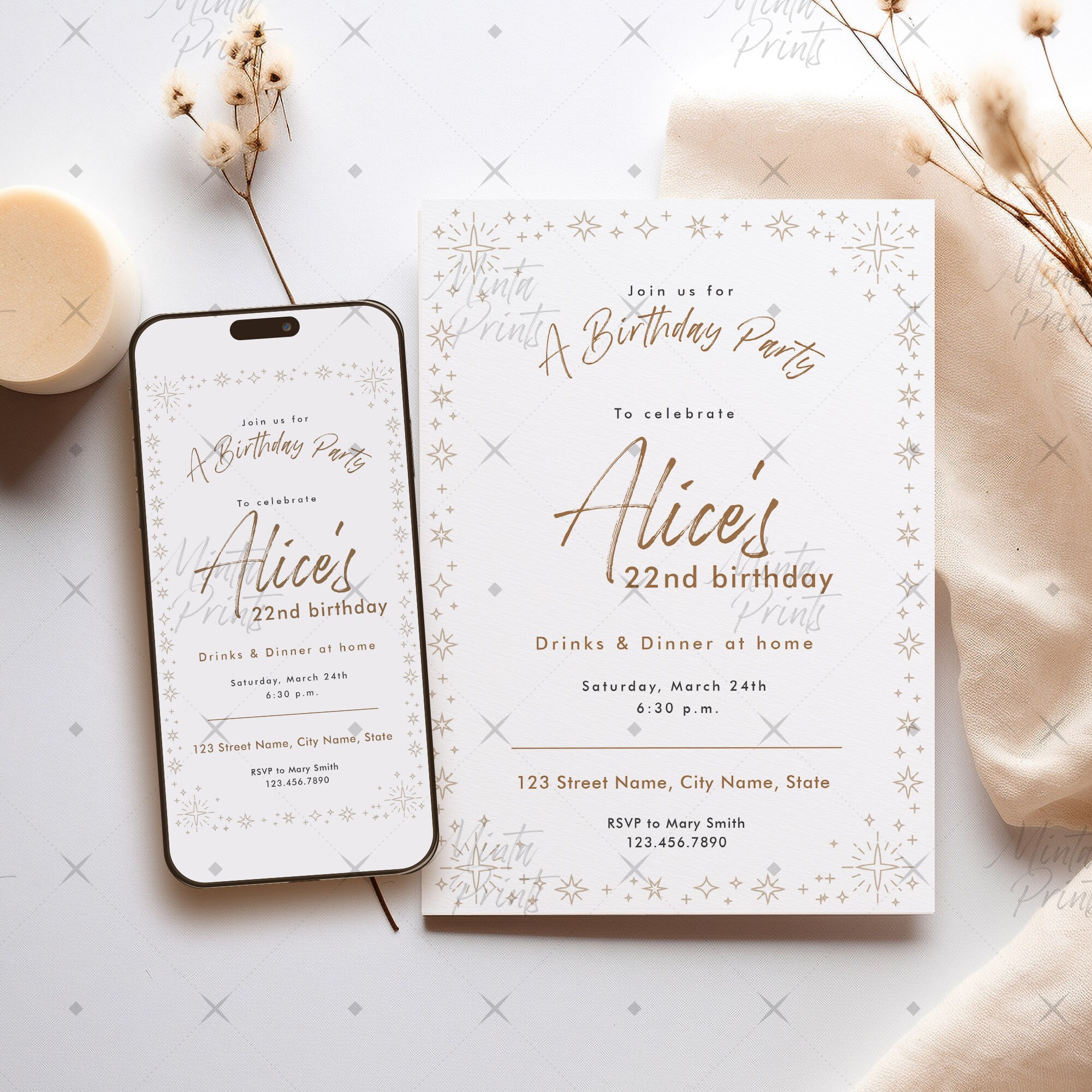 Instant Download, Invitation Mockups, Mobile Invitation Mockup, Styled ...