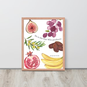 Koran Früchte Islamische Wandkunst Gerahmtes Poster Obst Druck Koran Vers Kunst Küche Wohnkultur Koran Zitat Islamische Kunst Muslimisches Geschenk