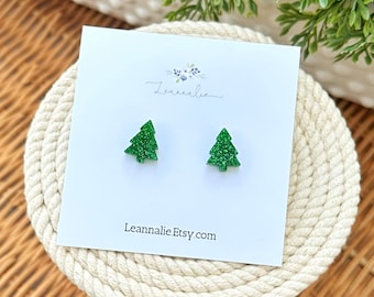 Christmas Tree Stud Earrings, Stainless Steel Posts
