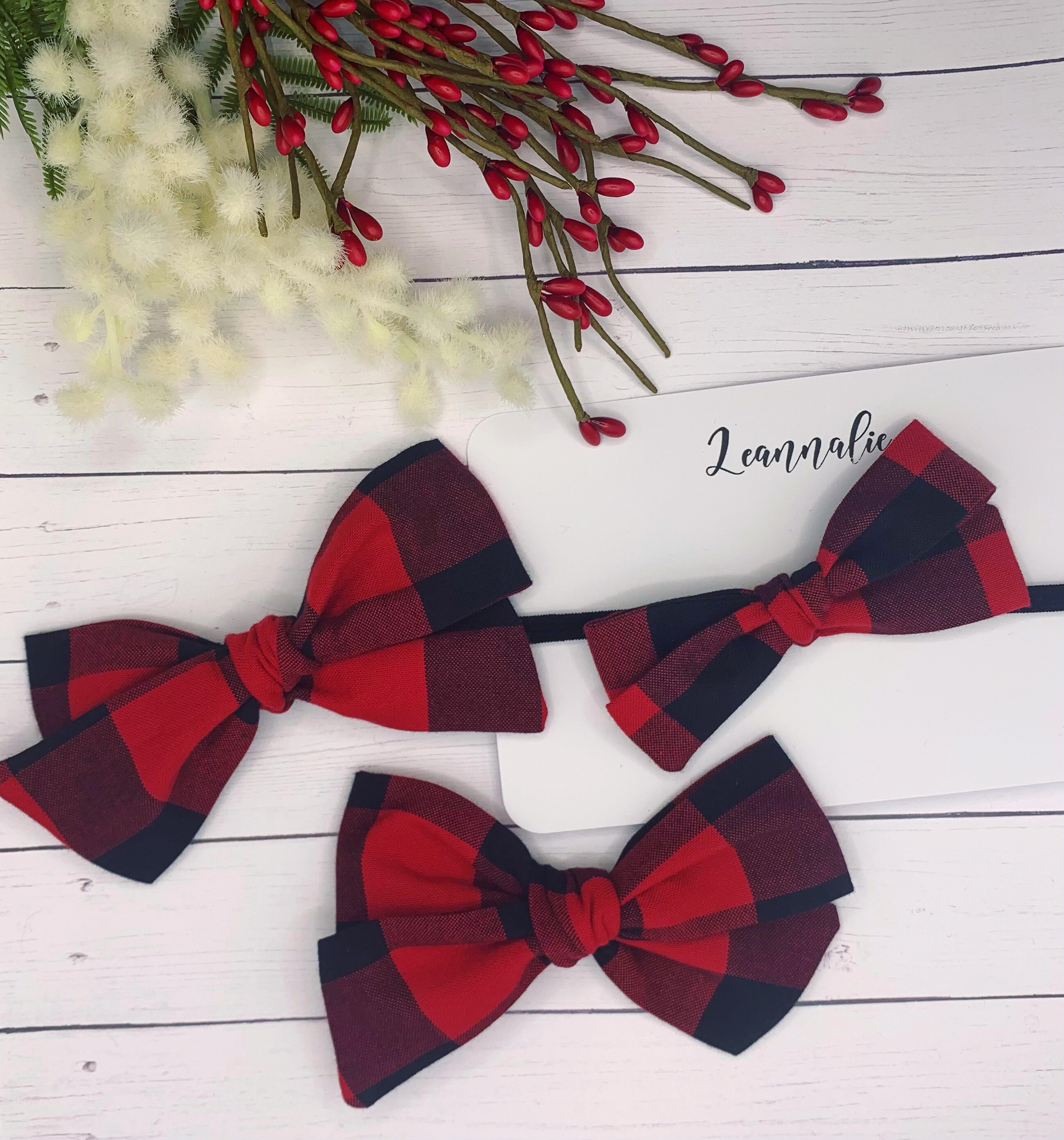 Buffalo Plaid Bows Plaid Bows Hair Bows Winter Hair Bow | Etsy