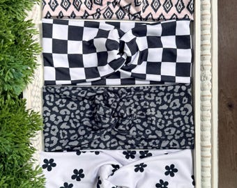 Diadema blanca y negra, floral, suave, diadema a cuadros, enfermera, neutra, cuadros, tribal, leopardo