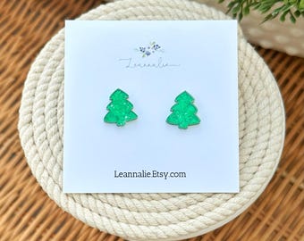 Christmas Tree Stud Earrings, Stainless Steel Posts