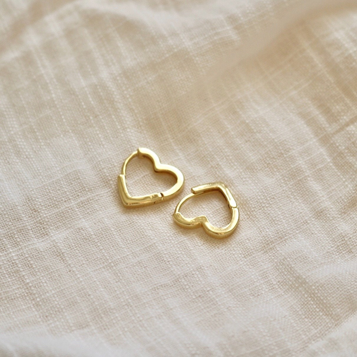 18k Gold Plated Heart Shaped Hoop Earrings Hoop Earrings Etsy