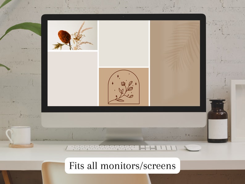 Earthy Tones Desktop Wallpaper, Abstract Collage (digital Download) - Etsy