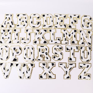 3.14&quot;White Letters Chenille Iron On Patch,Glitter Letters Patch,Iron On Patch Applique,For DIY Name Alphabet Patch Applique 211058