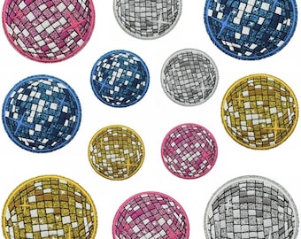 Geborduurde patch discobal,rugzak patch,glitter disco meisjes geborduurde opstrijkpatch,doe-het-zelf-patch voor jas,,,