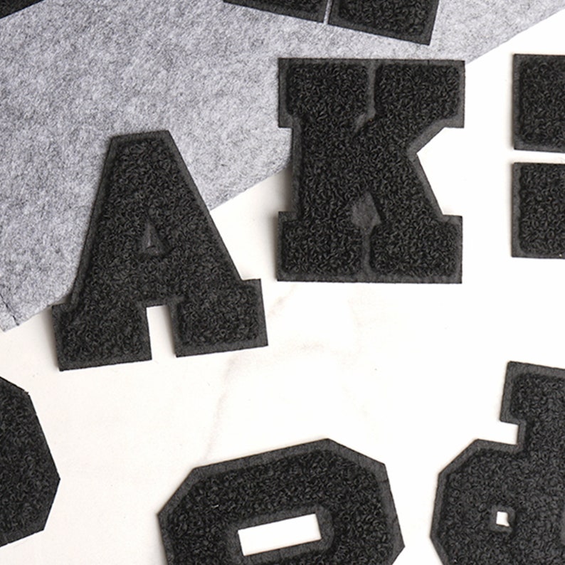 Black Chenille Letters,varsity Letter Iron on Patch,black Background ...