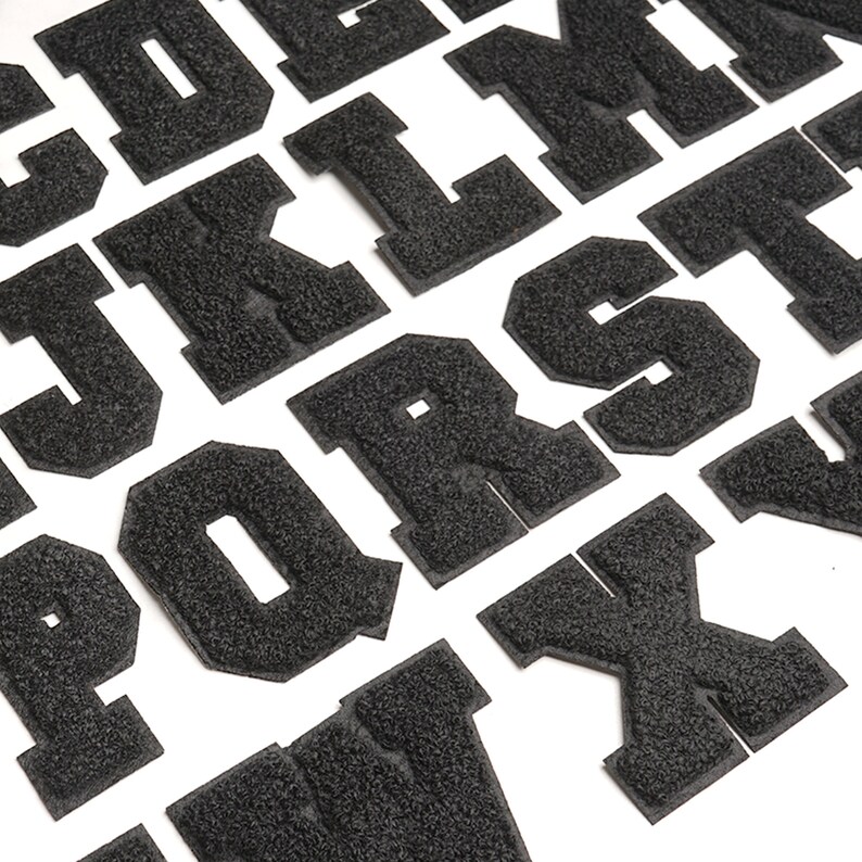 Black Chenille Letters,varsity Letter Iron on Patch,black Background ...