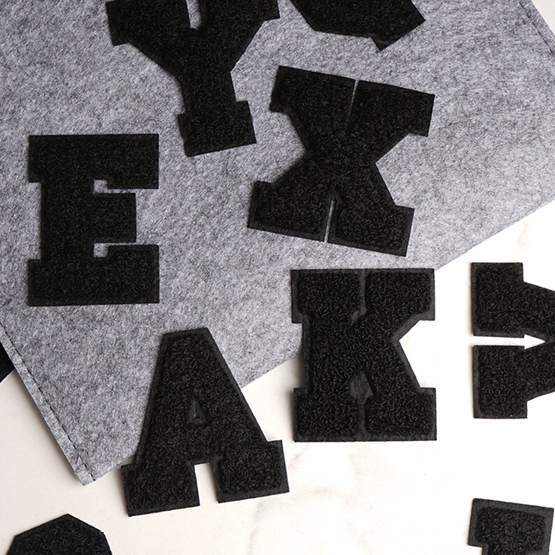 Black Chenille Letters,varsity Letter Iron on Patch,black Background ...