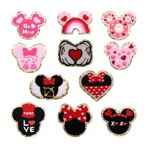 Chenille Patches,Disney iron on patch,Minnie Mouse head Patch,Chenille Disney castle,Disney decor,Mouse face patches,Chenille Patch DIY Gift