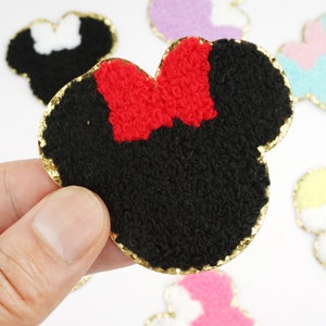 Mickey Chenille Patches,Iron On Minnie Mouse Ears Patch,Gold Glitter Patch,Chenille Iron on Patch,Disney decor,Disneyland,DIY patch Gift