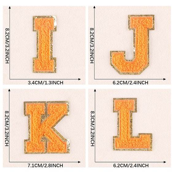3.2 Inch Orange Chenille Letters, Iron on Chenille Letters, Iron