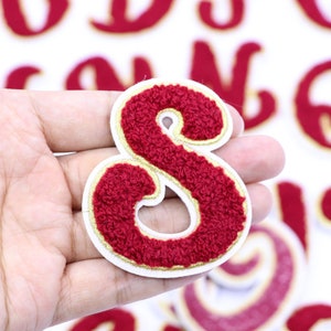 NEW 2.75 inch Red Chenille Letter Iron On Patches English Letter Iron On Patches For DIY Name Clothing Jacket Hat Accessories Letters