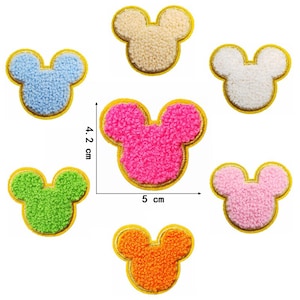 Mouse adhesive patch,Chenille Minnie Mouse head Patch,Disney rainbow iron on patch,Disney decor,Mouse face patches,Stick on patch 2382802