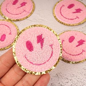 NEW Smiley Chenille Patches,Iron On Patch,Nylon Bags,Patches for Jackets 2.4*2.3“ 2382402