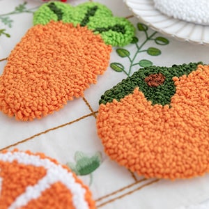 Beginner Punch Needle Kit,DIY Fruits Tufting Coaster Kit,Punch Needle Embroidery,Coaster Punch Needle Kit,Rug Hooking Design Kit211026