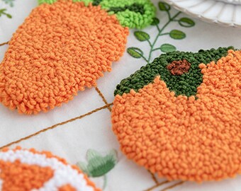 Beginner Punch Needle Kit,DIY Fruits Tufting Coaster Kit,Punch Needle Embroidery,Coaster Punch Needle Kit,Rug Hooking Design Kit211026