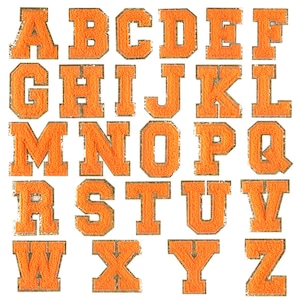 Orange Embroidered Letters Chenille Iron On Patch,Chenille letters Patch,Iron On Patch Applique,For DIY Name Alphabet Patch Applique A-Z