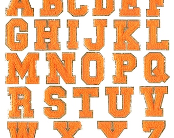 Orange Embroidered Letters Chenille Iron On Patch,Chenille letters Patch,Iron On Patch Applique,For DIY Name Alphabet Patch Applique A-Z