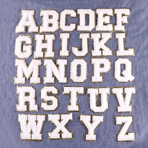 Parche de chenilla blanca de 3,1 ", aplique de parche para planchar, parche para coser con letras de chenilla, para aplique de parche de alfabeto con nombre DIY, alfabeto A-Z 211025