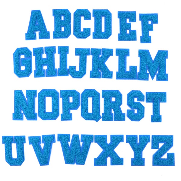 Blue 2.83" Chenille Letters,Alphabet Letters Iron On Patch,Varsity Letter Iron on Patch,Diy Monogram