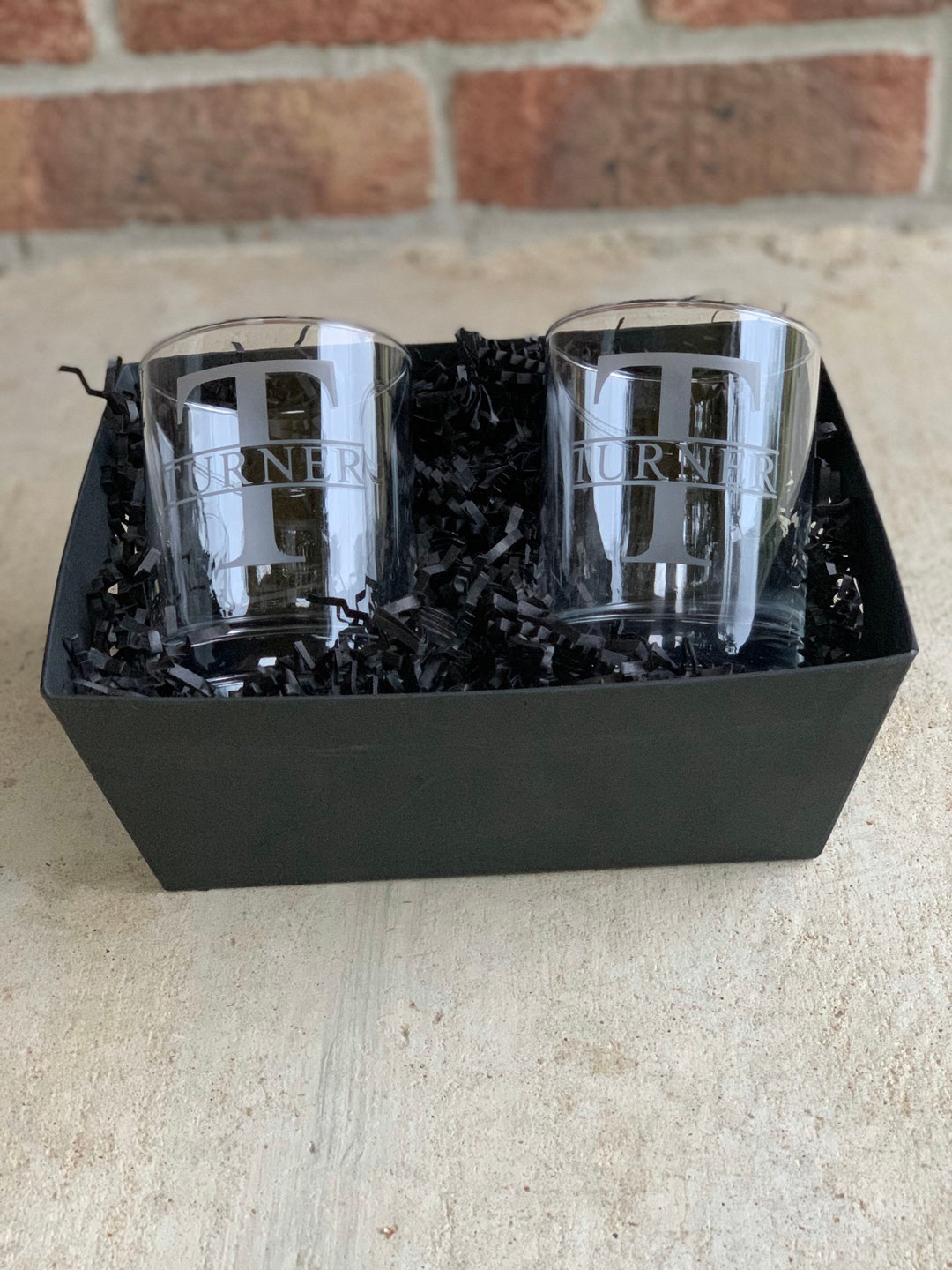 Personalized Cocktail Glass Gift Set Basket Etsy