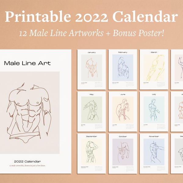 Nude Men 2022 Calendar Etsy Australia