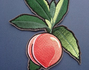 Peach Patch Pfirsich Aufnäher Frucht Pflanze gestickt Applikation