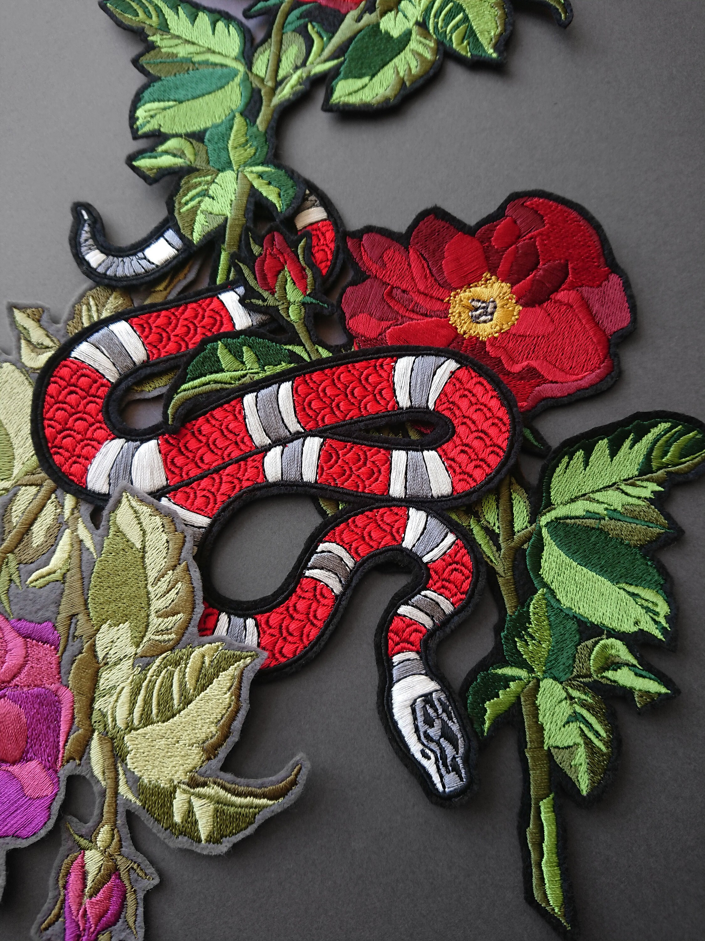 Patch Snake Patch Red Black - Etsy UK