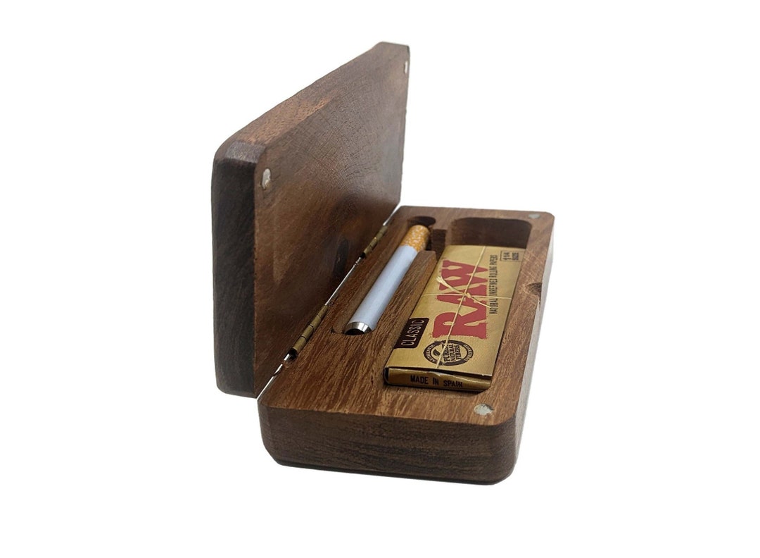 Wood Dugout Flip Box Joint Holder Discreet Smoker One Hitter Stash Box