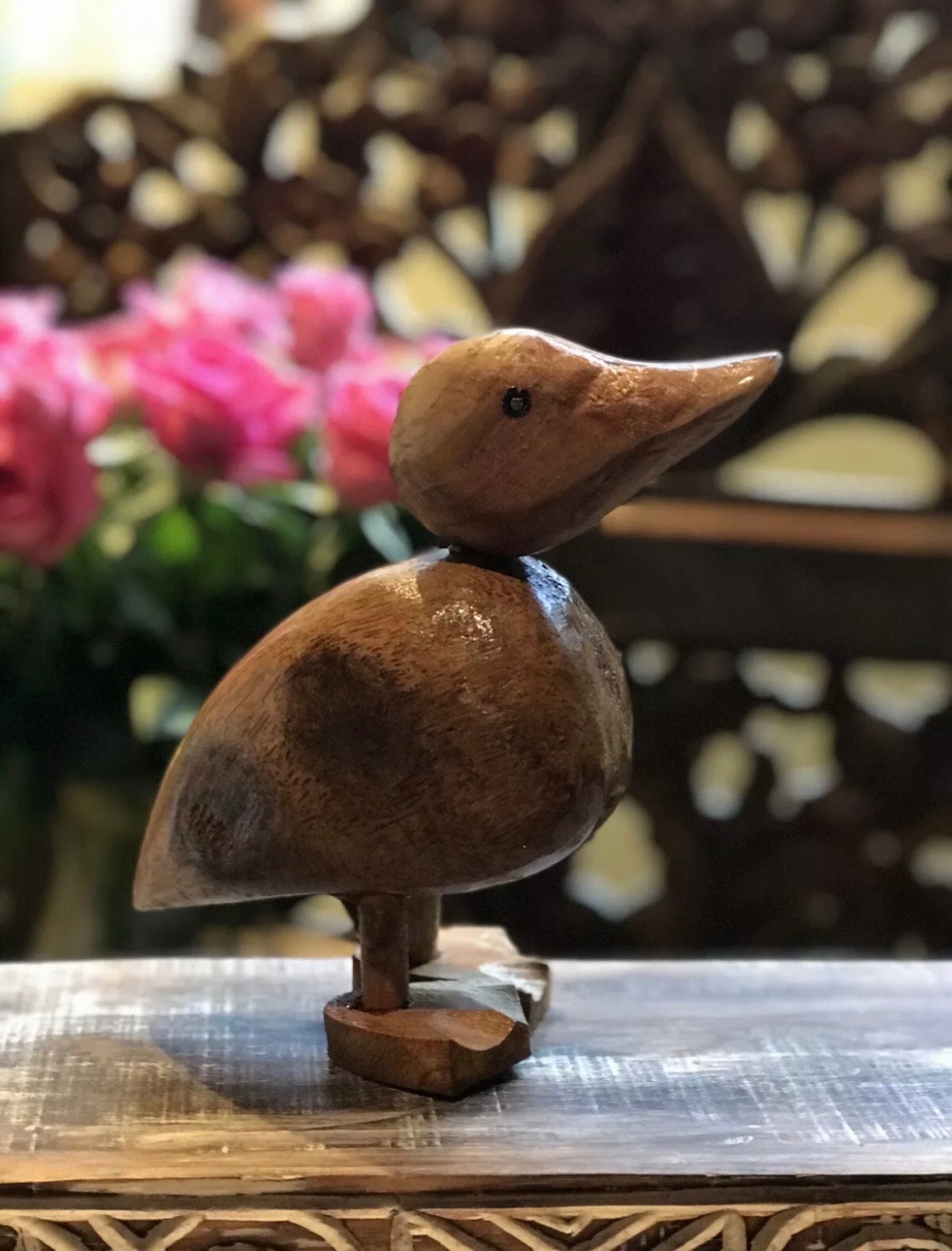 Set of 2 Wooden Garden Sculpture Ornament Small Duck Pair of Etsy
