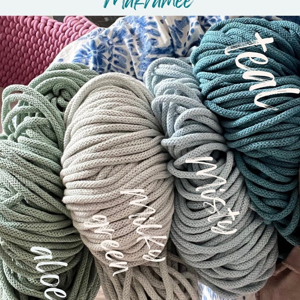 Bobbiny Cords 5 mm - Rope yarn 100 m or 50 m - all colors to choose from/braided cotton/natural color/macrame crochet weaving cord 100 m
