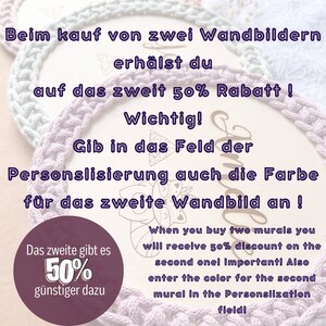 Tipi mural pour chambre d'enfant personnalisé 20 cm crocheté / cadeau de naissance/ cadeau de baptême/ plaque de porte avec nom image 2