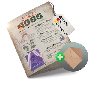 Besondere Geburtstagskarte 40 Inkl. Umschlag | 1985 Jahrgang Geschenk | Karte 40 Geburtstag Frau