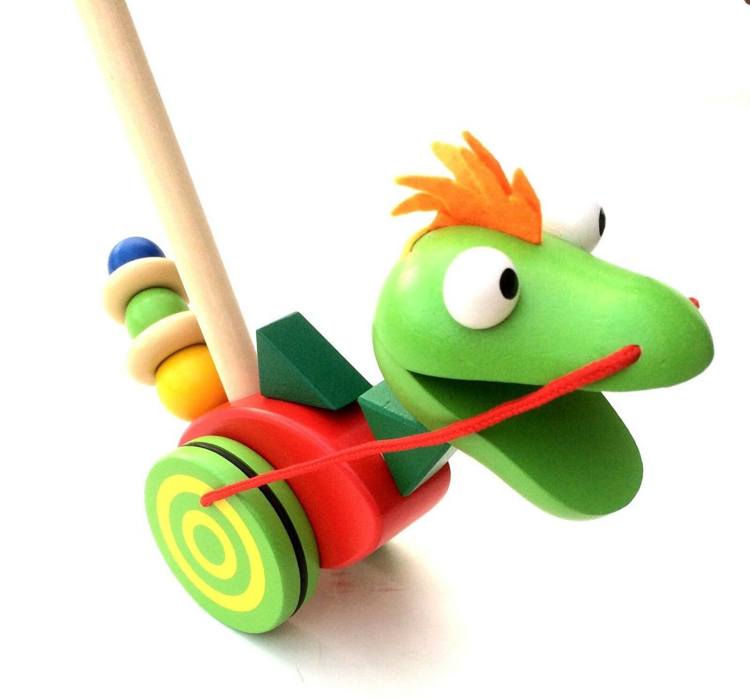 Sliding Animal, Sliding Figure, Pull-along Toy, Wood, Dino, Waddling ...