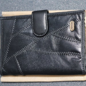 Portefeuille en cuir noir vintage , ancien porte carte en cuir marque carven, porte doucments identité en cuir, porte carte noir en cuir