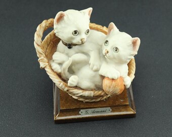Figurine Vintage Harvey Knox - Couple De Chats En Porcelaine Peints Main - Japon