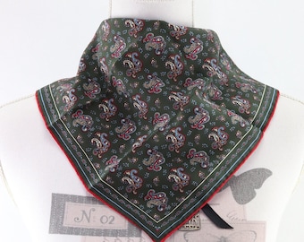 Foulard soie vintage pour homme, foulard poche dandy en vraie soie