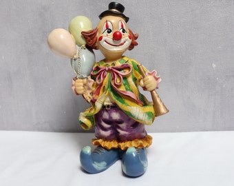 Hand painted vintage clown piggy bank, old rare and original colorful clown, beautiful clown, collectible piggy bank, original clown collection