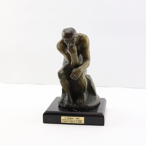 Statuette "le penseur" représentation en bronze du célèbre sculpteur Auguste RODIN, reproduction en bronze vintage des éditions ATLAS