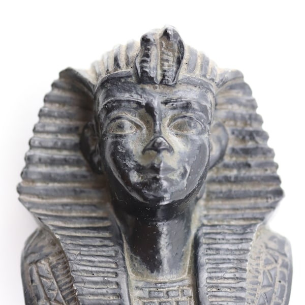 Egyptian pharaoh statuette, Tutankhamun statue, Egyptian artifact, Egyptian pharaoh head, Egyptian decoration, signed pharaoh bust, Egypt