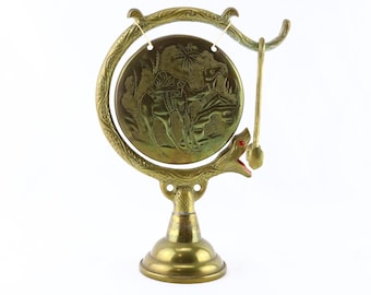 Very rare vintage brass gong, antique and rare decorative oriental meditation gong, decorative brass snake gong, stamped gong