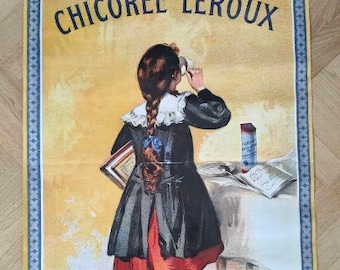 Vintage French advertising poster Chicorée Leroux, Vintage advertising poster of the French brand Chicorée Leroux