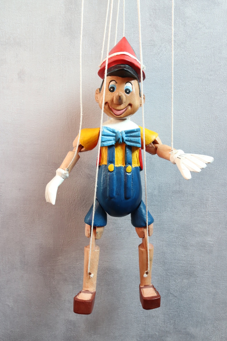 à Fil Pinocchio Italienne En Bois Vintage Fait Main