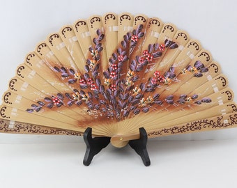 Vintage hand-painted wooden fan, rare collectible fan in tribute to "Mary Shelley", decorated fan, gift for women, fan