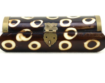 Vintage handcrafted wooden and brass jewelry box, antique handmade jewelry storage box, brown box, jewelry box, gift