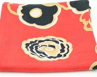 Foulard Vintage En Soie Des Années 60, Motif Floral Orange, Cadeau Idéal Pour Femme